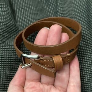 Coach Tan Leather Buckle Bracelet